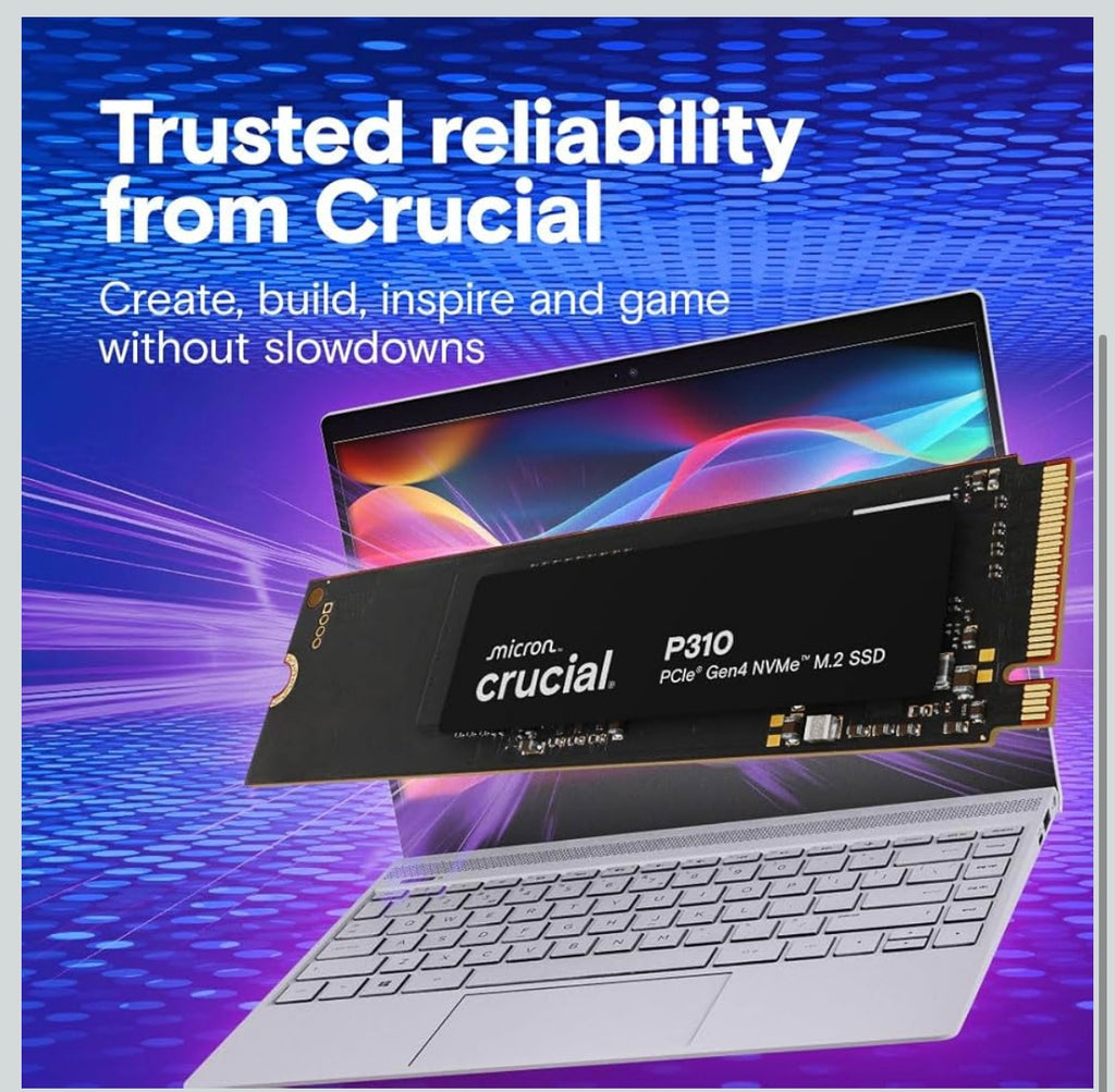 Crucial P310 1TB SSD M.2 2280 NVMe PCIe Gen4, Up to 7,100MB/s, Laptop & Desktop (PC) Compatible, Internal Solid State Drive - CT1000P310SSD801